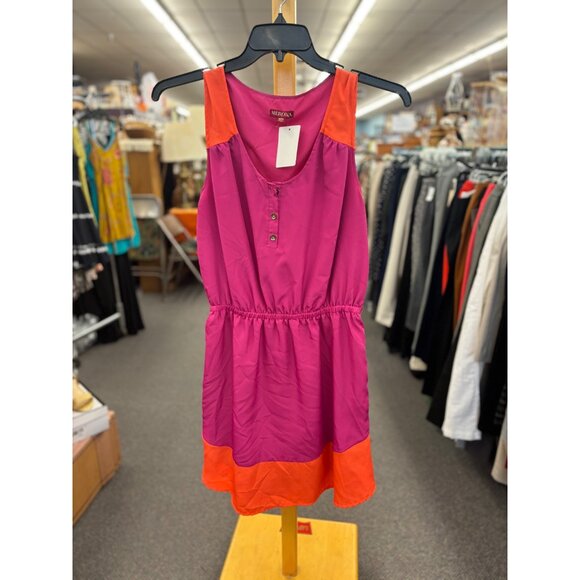Merona Womens Sleeveless Colorblock Dress Pink & Orange M - Picture 1 of 3